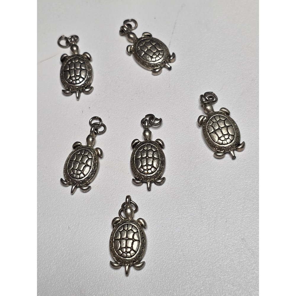 6pc Silver Tone Turtle Charms Sea Turtle Pendants for Jewelry Making DIY Crafts